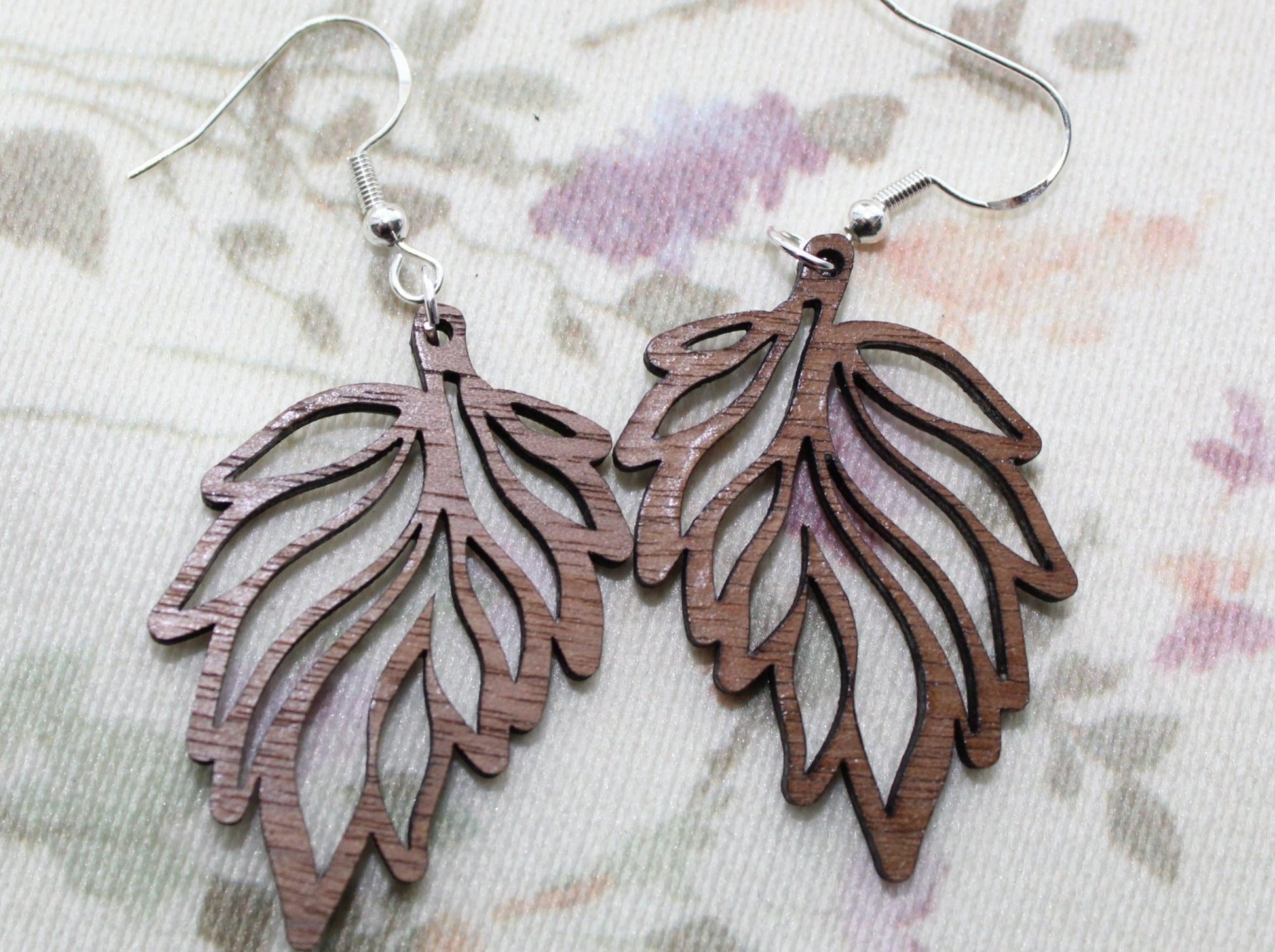 Walnut Wood Leaf Earrings - Ruppy's Creations