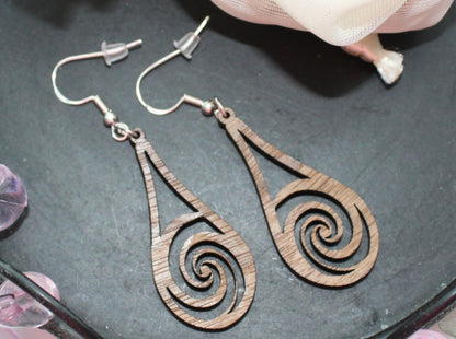 walnut wood earrings