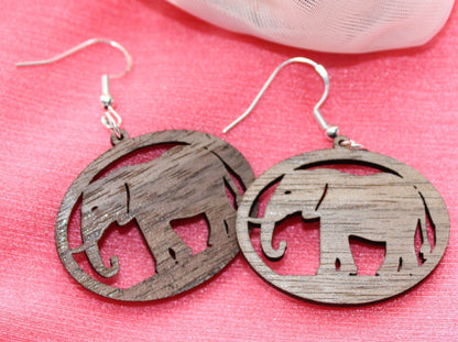 Elephant Earrings Walnut wood