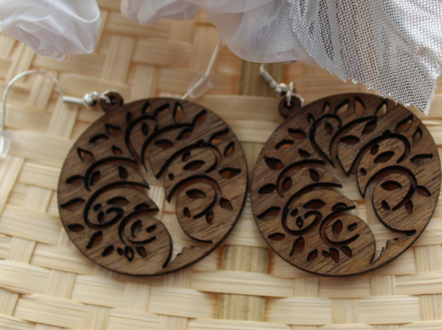 walnut wood earrings