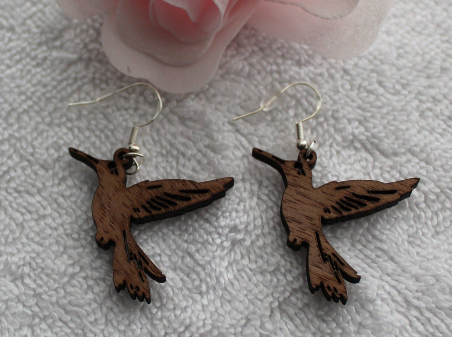 Walnut Wood Hummingbirds Earrings - Ruppy's Creations