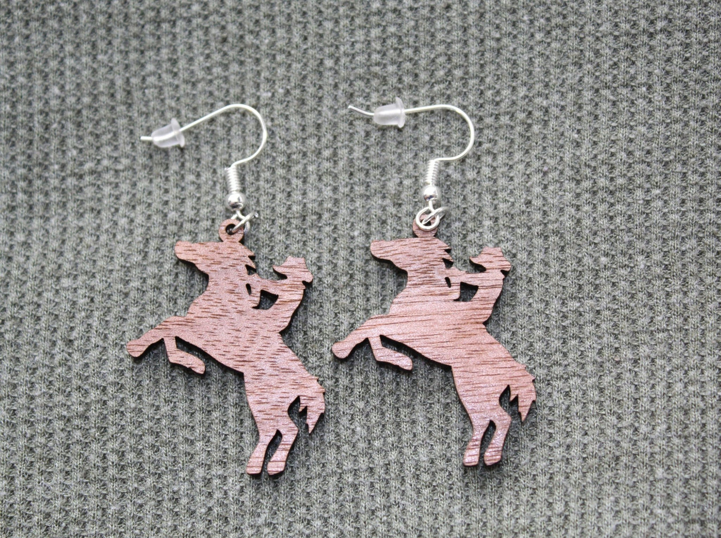 Walnut Wood Cowgirl and Horse Earrings - Ruppy's Creations