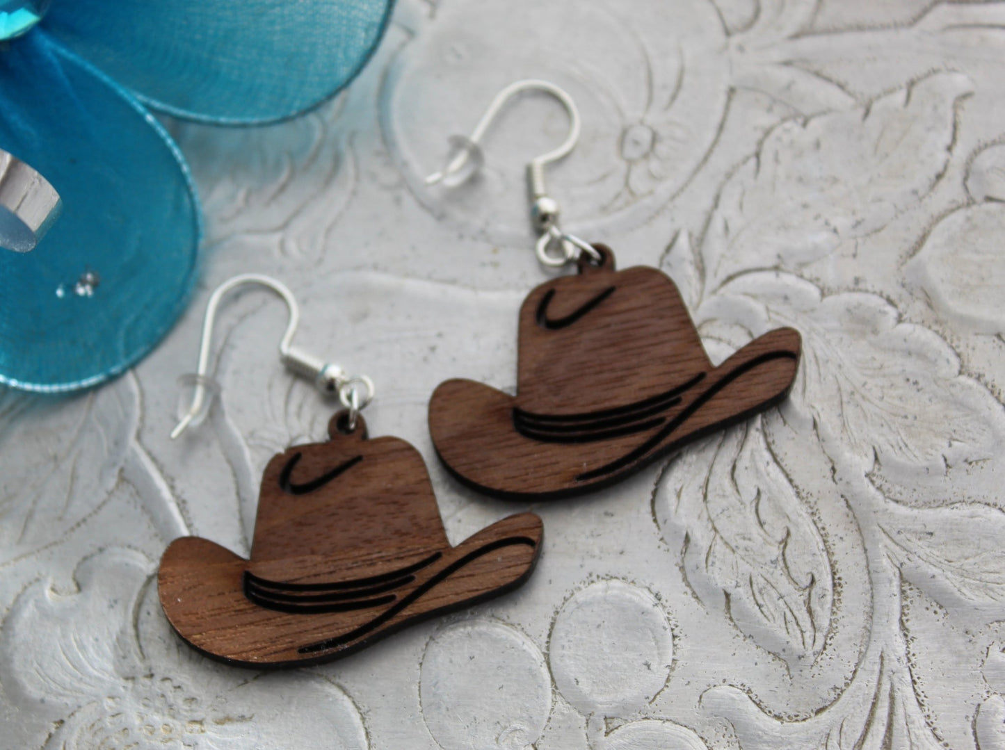 Cowgirl Hat Earrings wood gift