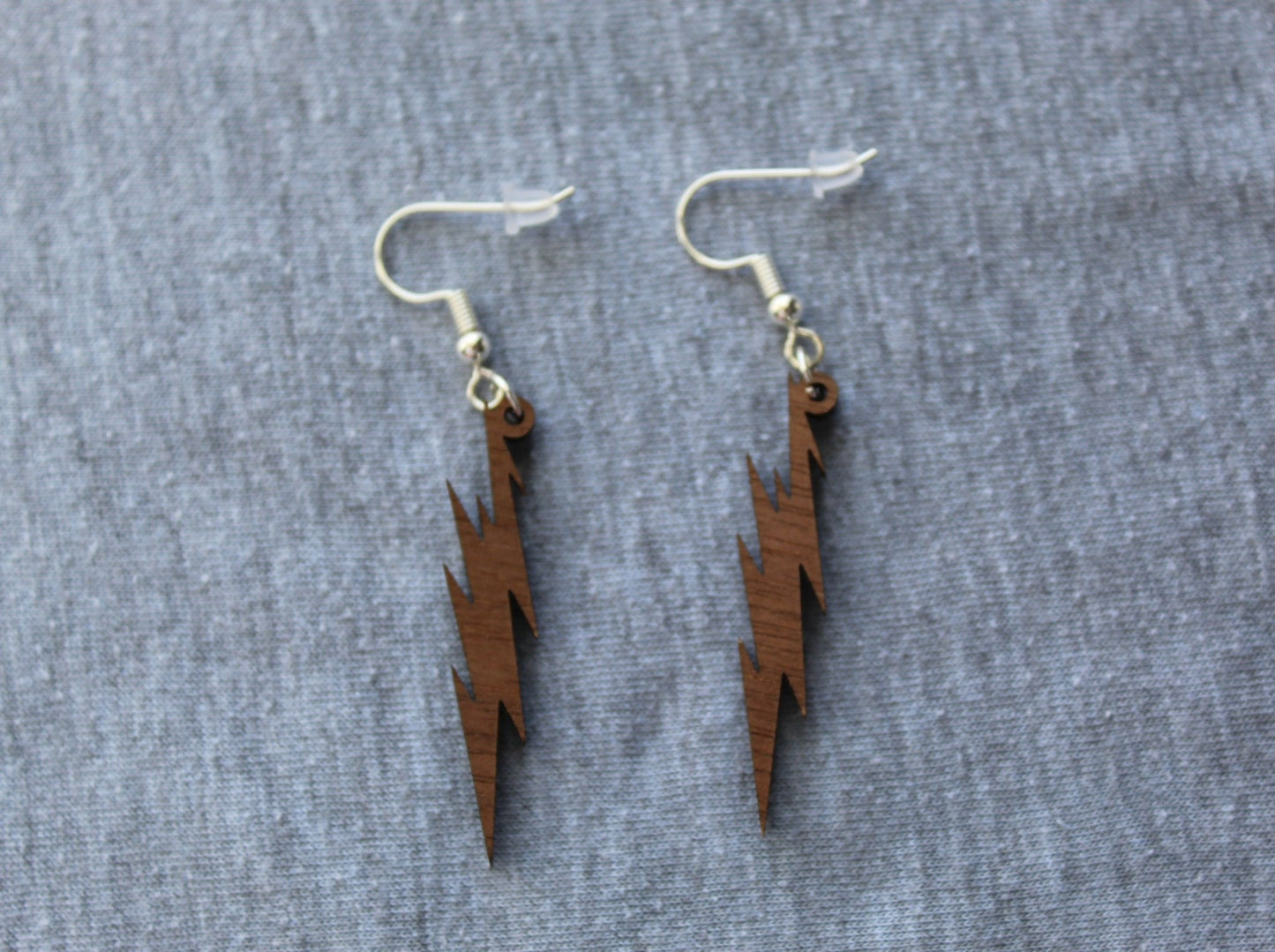 walnut Wood Lightning Bolt Earrings - Ruppy's Creations