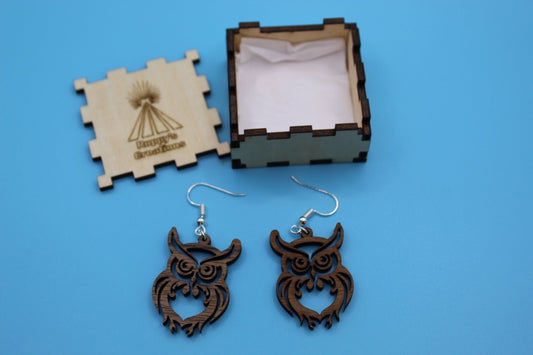 Walnut Wood Owl Earrings - Ruppy's Creations