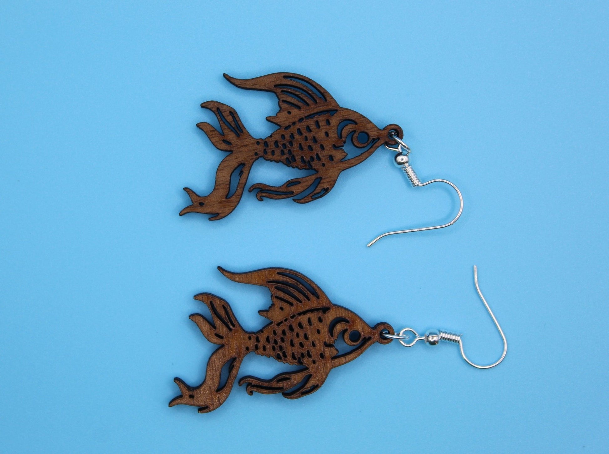 Walnut Wood Koi Fish Earrings - Ruppy's Creations