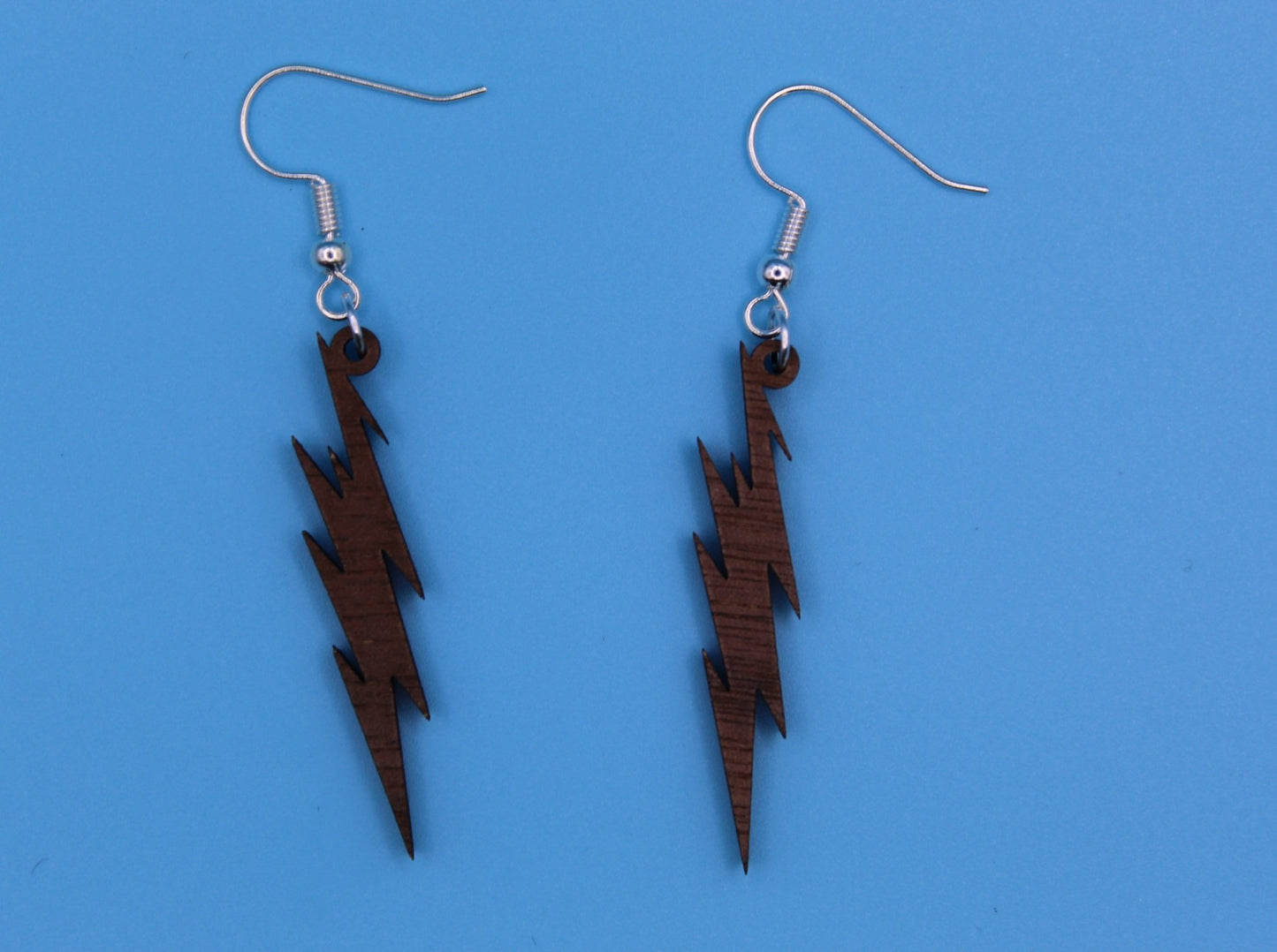 walnut Wood Lightning Bolt Earrings - Ruppy's Creations