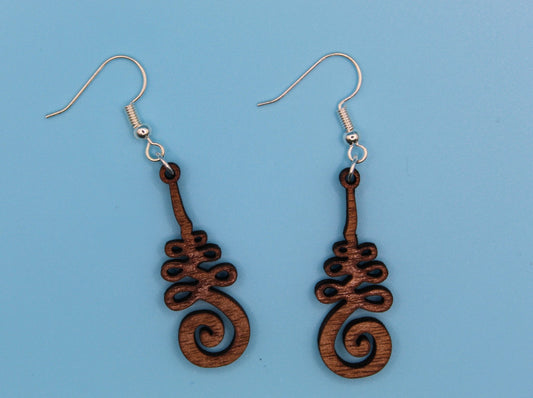 Walnut Wood Unalome earrings