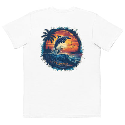 A Dolphin Sunset Back Print Unisex Pocket T-shirt - Ruppy's Creations