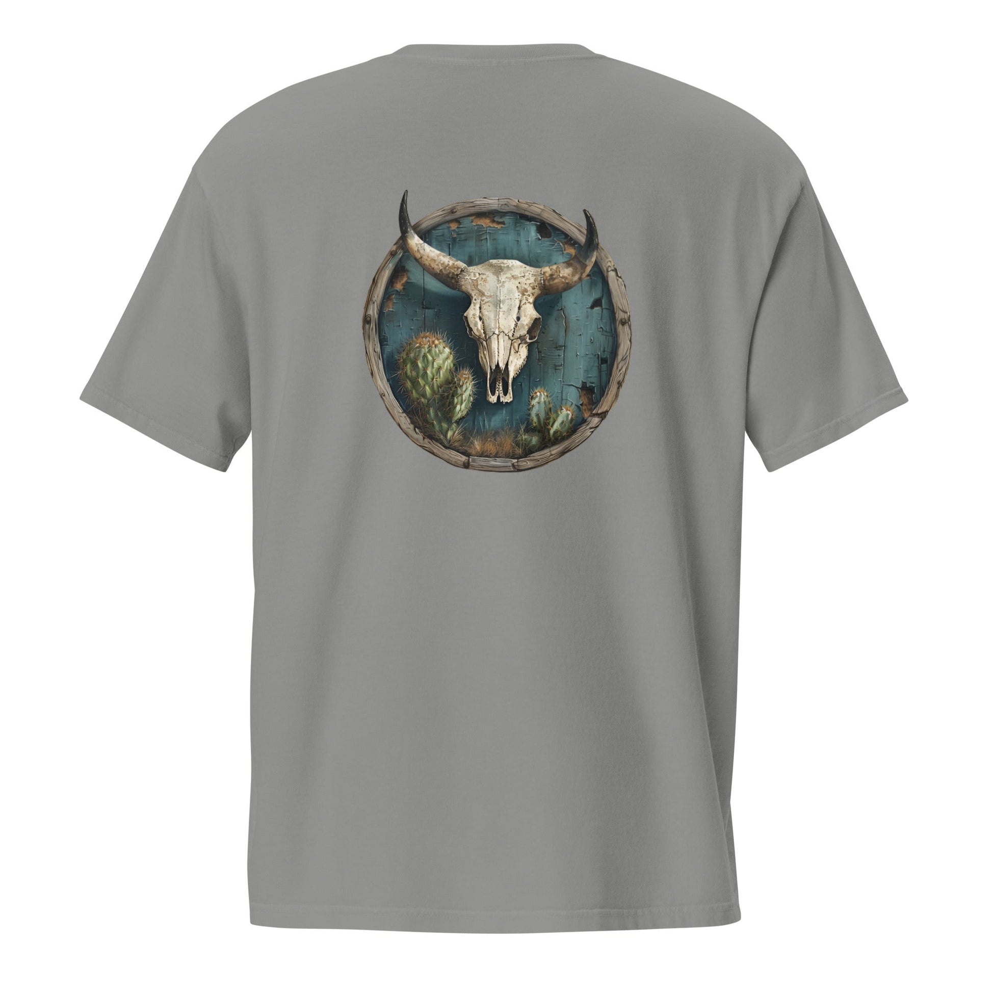 Bull Skull Back Print Men's Pocket T-Shirt - Ruppy's Creations