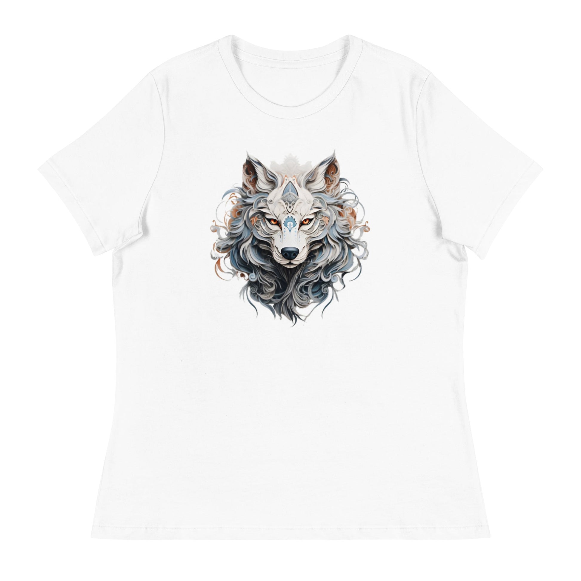 Filigree Wolf Women's Relaxed T-Shirt (sizes up to 3x) - Ruppy's Creations