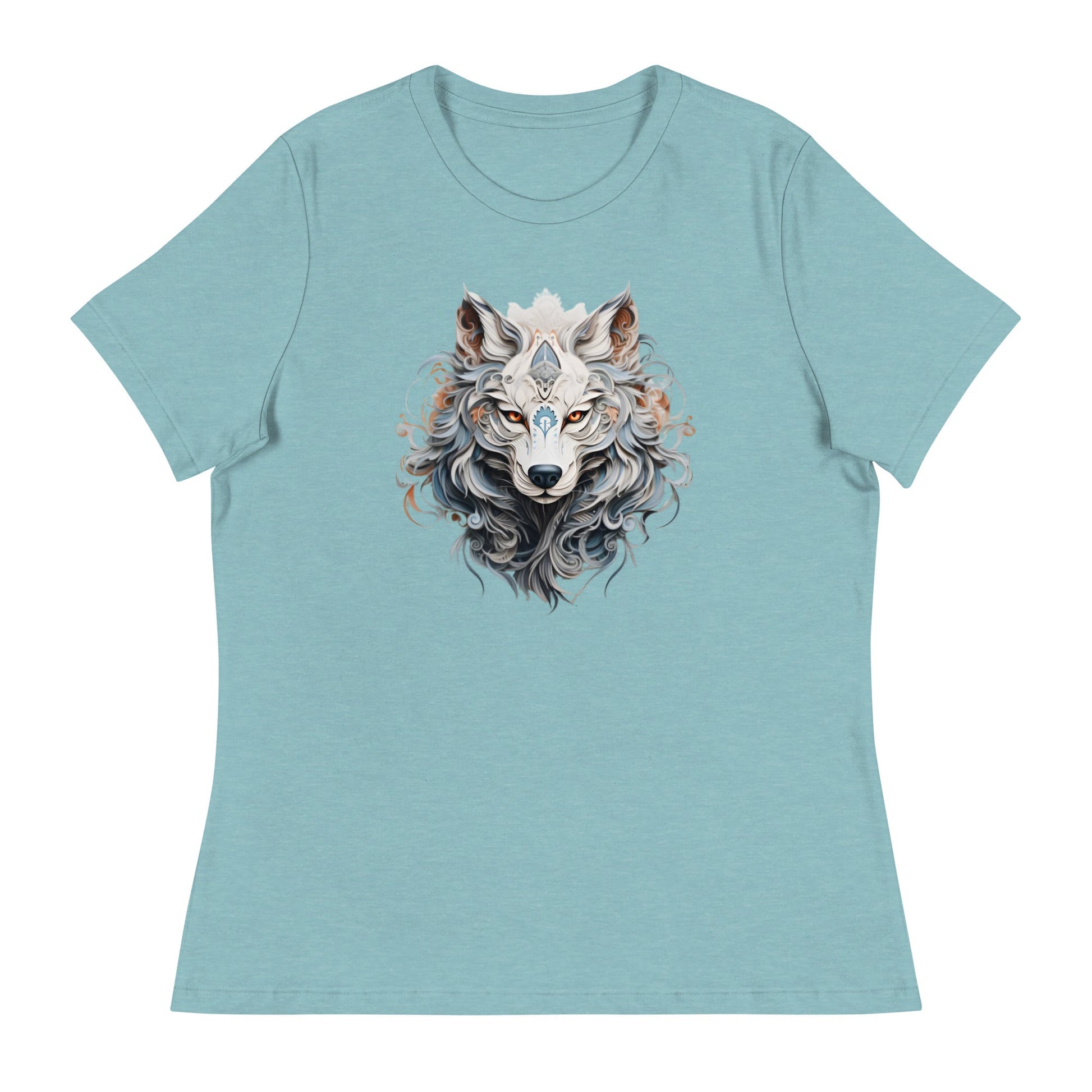 Filigree Wolf Women's Relaxed T-Shirt (sizes up to 3x) - Ruppy's Creations