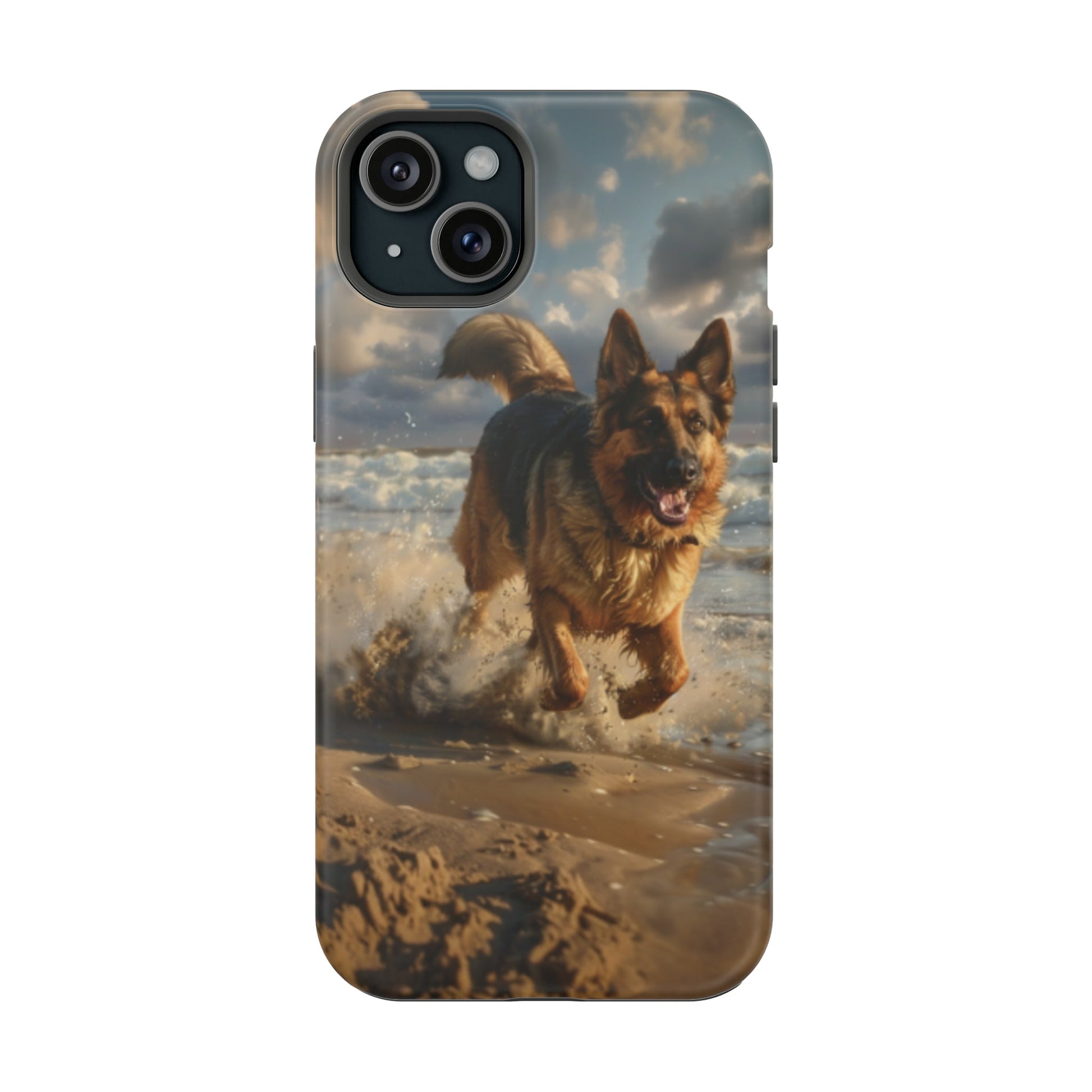 German Shepherd Beach Play MagSafe Tough iPhone Case - Ruppy's Creations