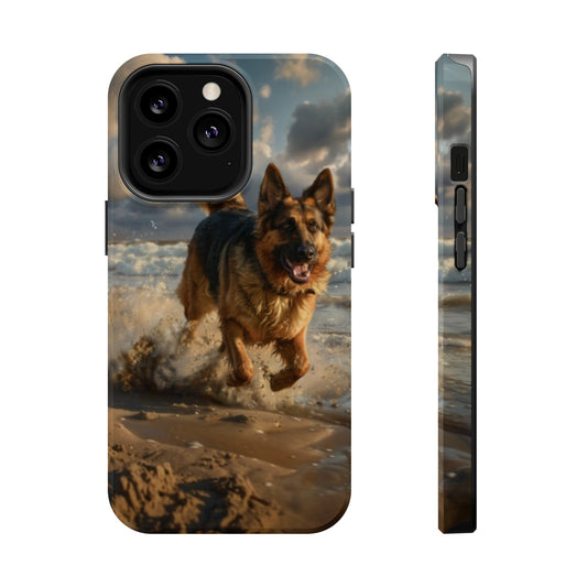 German Shepherd Beach Play MagSafe Tough iPhone Case - Ruppy's Creations