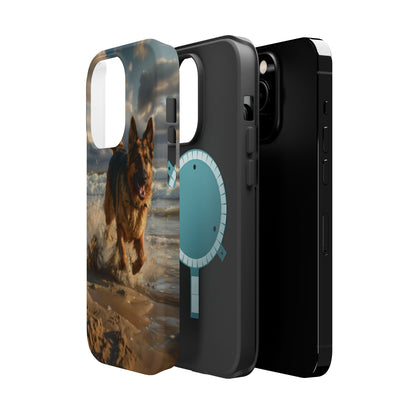 German Shepherd Beach Play MagSafe Tough iPhone Case - Ruppy's Creations