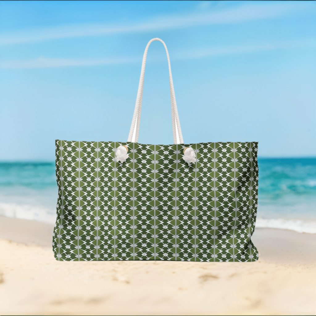 Classic Two color Green Patterned Weekender Bag - Ruppy's Creations