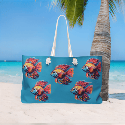 Tropical Fish on Turquoise Beach/Weekender Bag - Ruppy's Creations