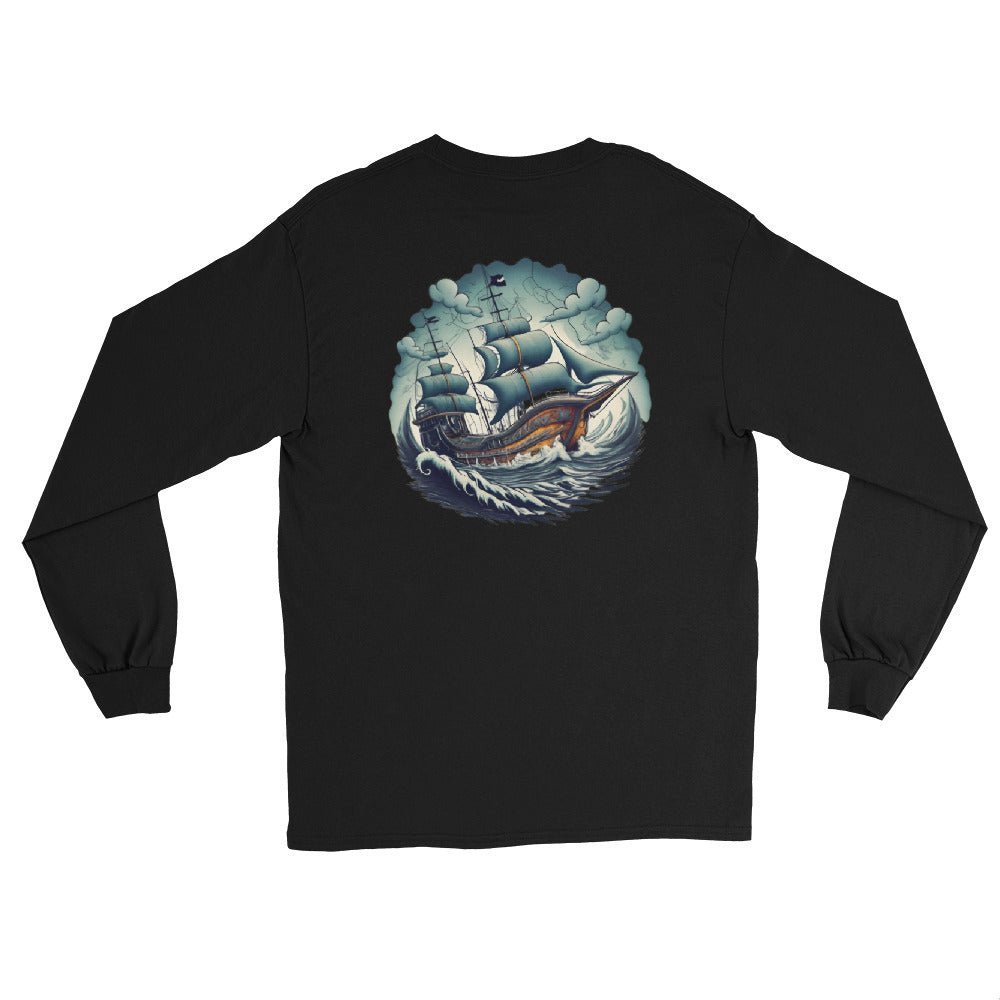 Pirate Skull & Ship 2 sided print Men’s Long Sleeve Shirt - Ruppy's Creations