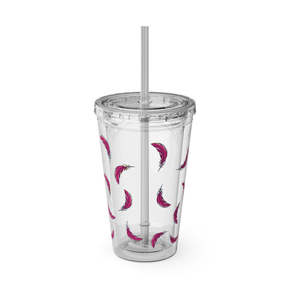 Sunset & Flamingos Sunsplash Tumbler with Straw, 16oz - Ruppy's Creations