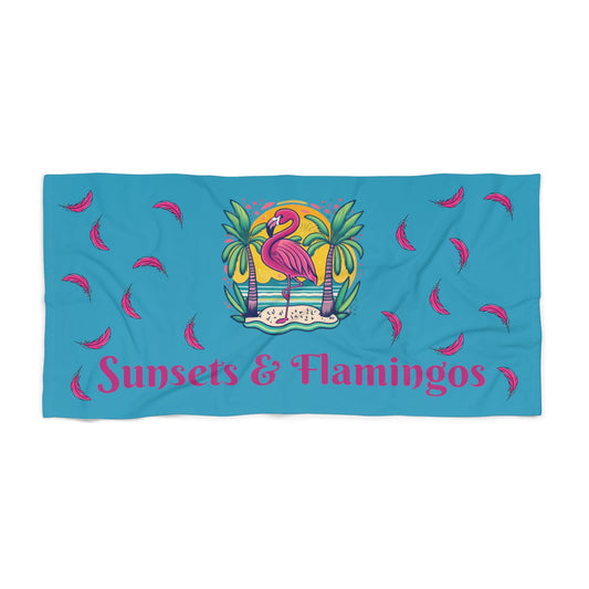 Sunsets & Flamingos Beach Towel - Ruppy's Creations