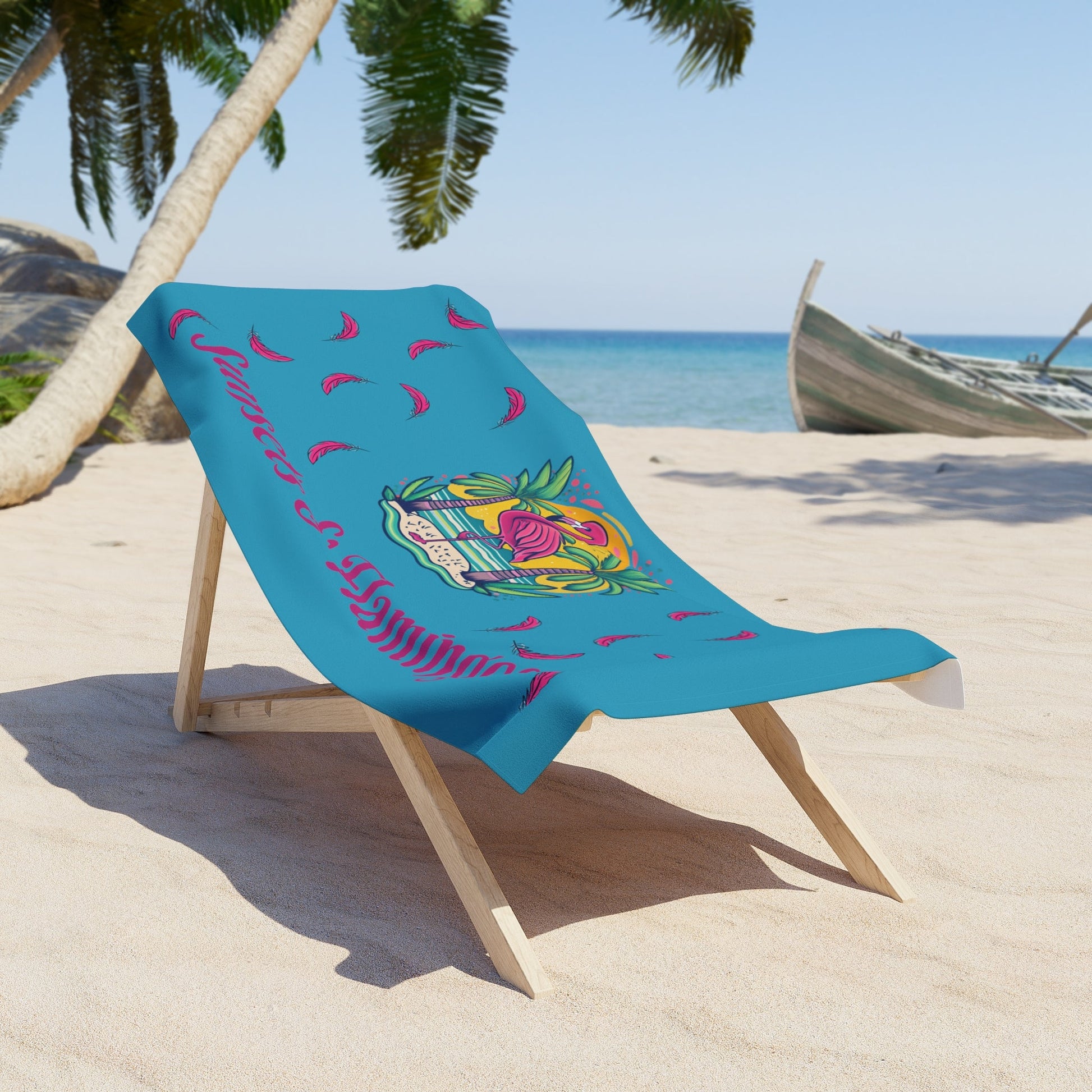 Sunsets & Flamingos Beach Towel - Ruppy's Creations